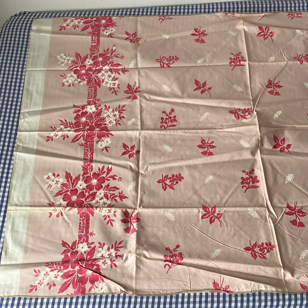 Kent Bragaline vintage floral fabric sample- pink floral chintz